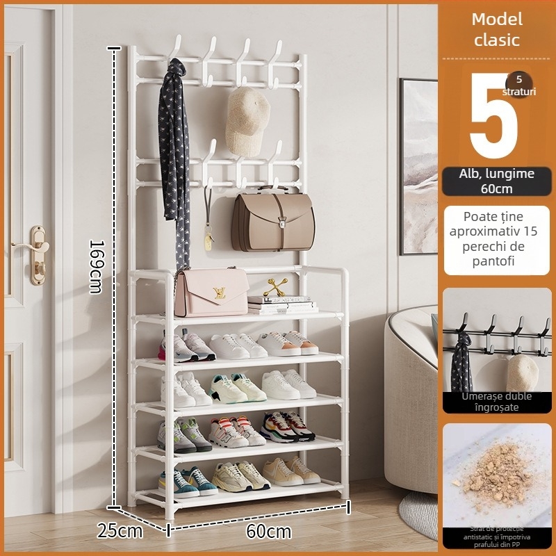 Raft metalic pentru pantofi și pălării, cu 3 sau 4 etaje, pentru hol, depozitare multifuncțională, stil modern minimalist