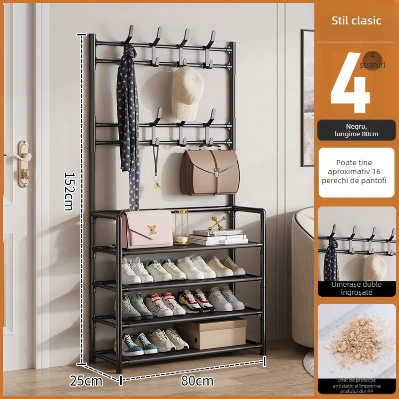 Raft metalic pentru pantofi și pălării, cu 3 sau 4 etaje, pentru hol, depozitare multifuncțională, stil modern minimalist