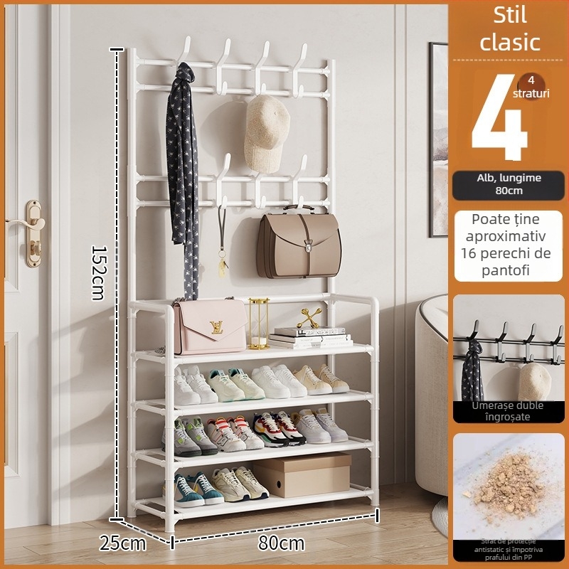 Raft metalic pentru pantofi și pălării, cu 3 sau 4 etaje, pentru hol, depozitare multifuncțională, stil modern minimalist