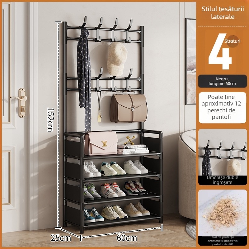 Raft metalic pentru pantofi și pălării, cu 3 sau 4 etaje, pentru hol, depozitare multifuncțională, stil modern minimalist
