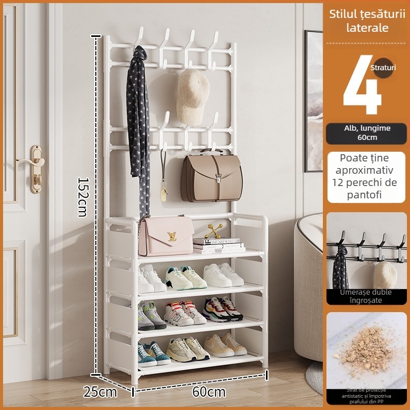 Raft metalic pentru pantofi și pălării, cu 3 sau 4 etaje, pentru hol, depozitare multifuncțională, stil modern minimalist