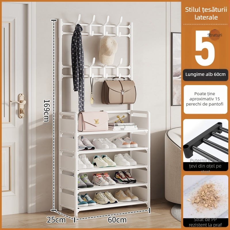 Raft metalic pentru pantofi și pălării, cu 3 sau 4 etaje, pentru hol, depozitare multifuncțională, stil modern minimalist