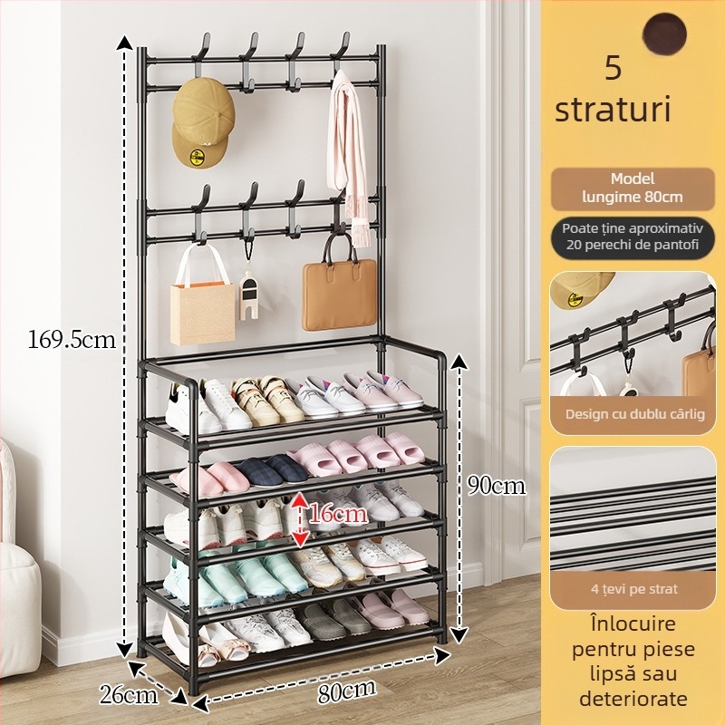 Raft metalic pentru pantofi și pălării, cu 3 sau 4 etaje, pentru hol, depozitare multifuncțională, stil modern minimalist