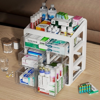 Cutie de medicamente pentru uz casnic, tip sertare, din plastic, cu capacitate mare și compartimente multiple