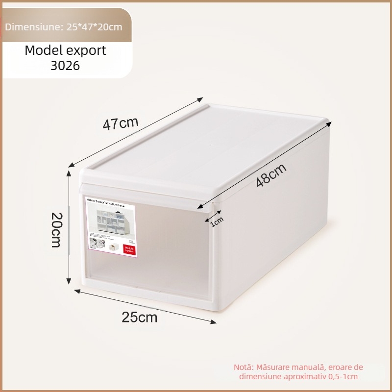 Cutie de depozitare mată pentru lenjerie și șosete, 20–30 L, plastic PP, rezistentă la praf, modele 3021–3024