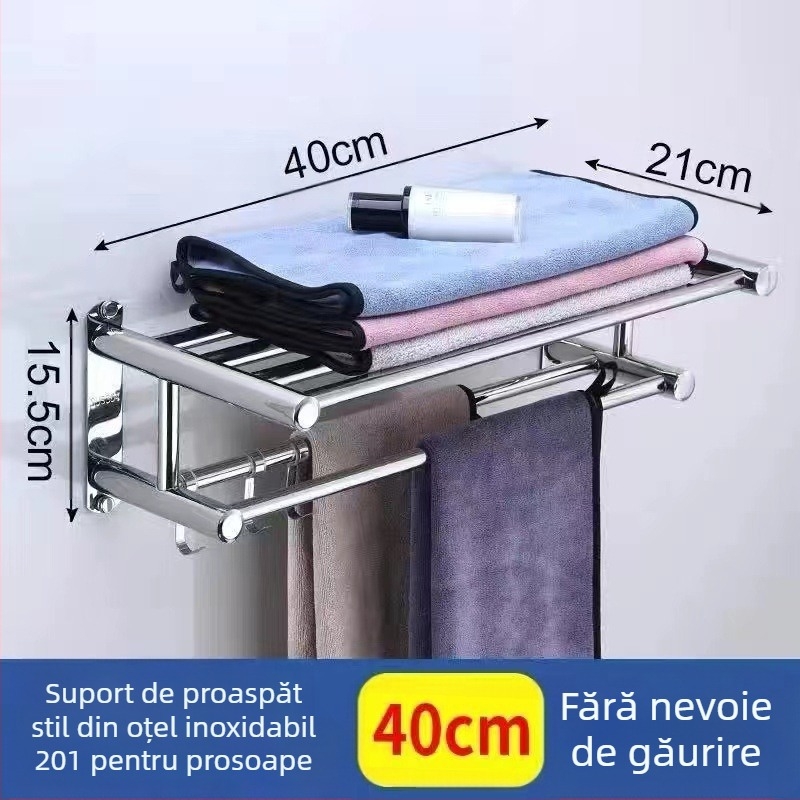 Suport de prosoape pentru baie, montaj pe perete, fără găurire, oțel inoxidabil 304, stil modern, Guangkai