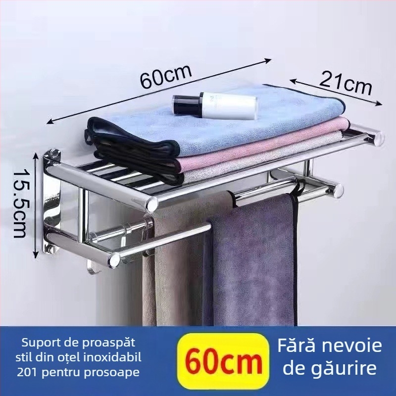Suport de prosoape pentru baie, montaj pe perete, fără găurire, oțel inoxidabil 304, stil modern, Guangkai