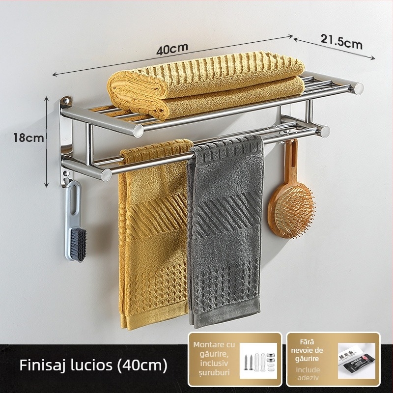 Suport de prosoape pentru baie, montaj pe perete, fără găurire, oțel inoxidabil 304, stil modern, Guangkai