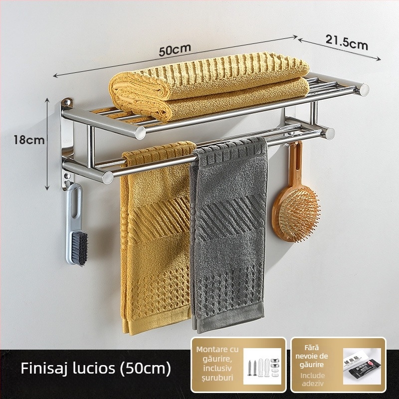 Suport de prosoape pentru baie, montaj pe perete, fără găurire, oțel inoxidabil 304, stil modern, Guangkai