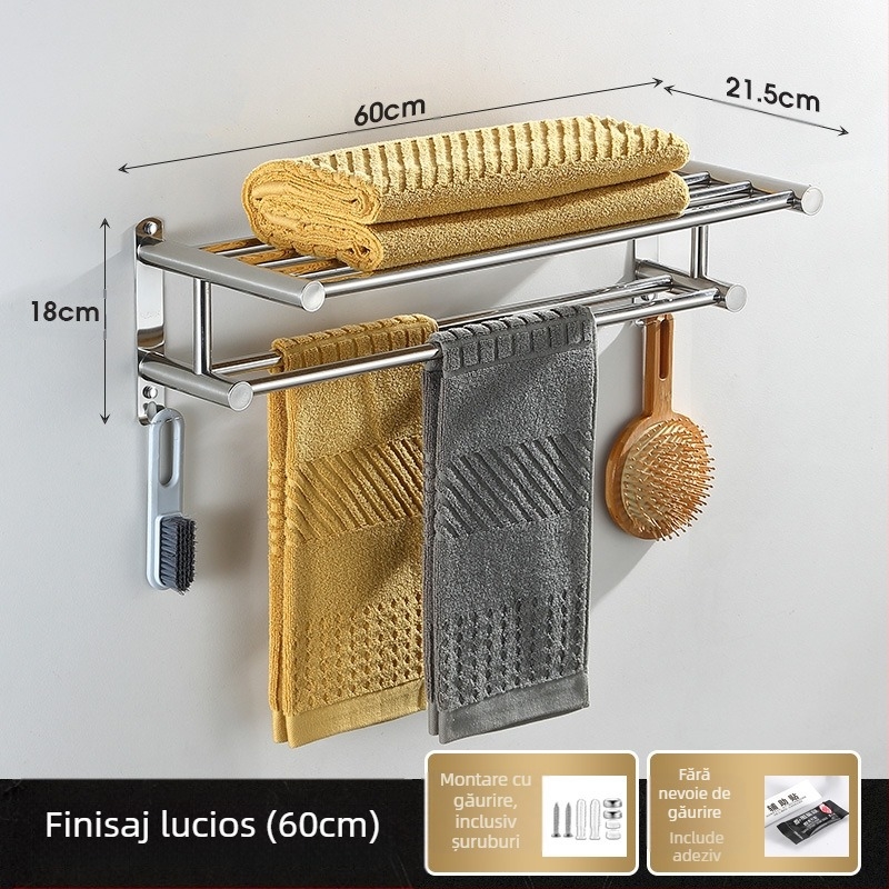 Suport de prosoape pentru baie, montaj pe perete, fără găurire, oțel inoxidabil 304, stil modern, Guangkai