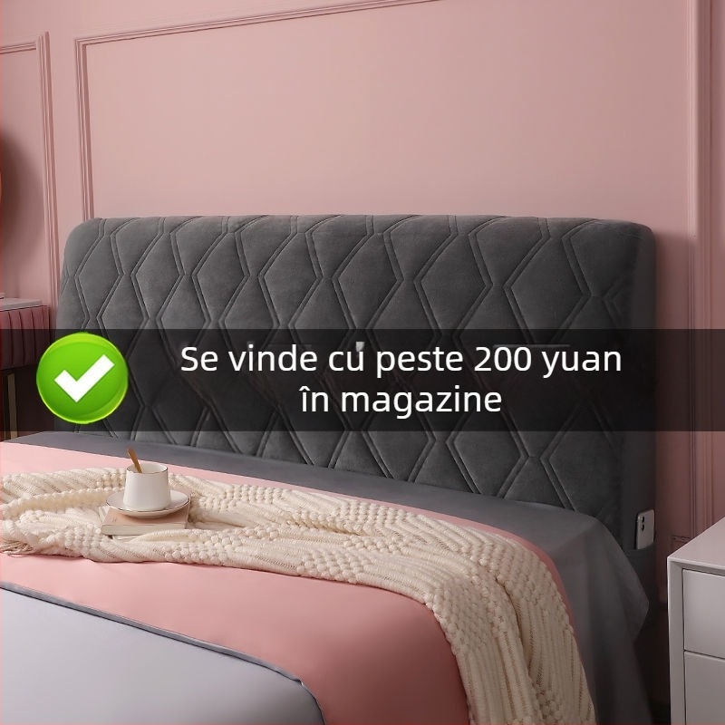 Husă pentru tăblia patului din flanel moale, stil modern minimalist, protecție împotriva prafului.
