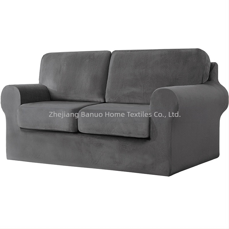 Husa de canapea pentru trei locuri, uni, poliester, fără fermoar, set cu acoperire completă