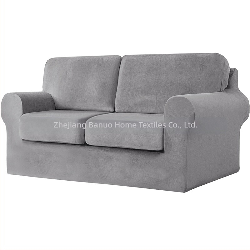 Husa de canapea pentru trei locuri, uni, poliester, fără fermoar, set cu acoperire completă