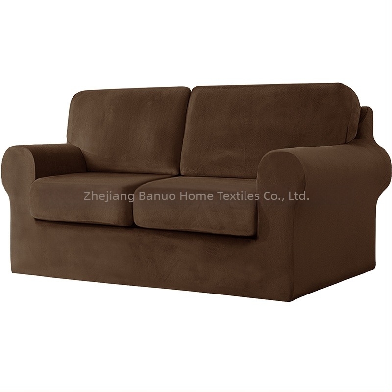 Husa de canapea pentru trei locuri, uni, poliester, fără fermoar, set cu acoperire completă