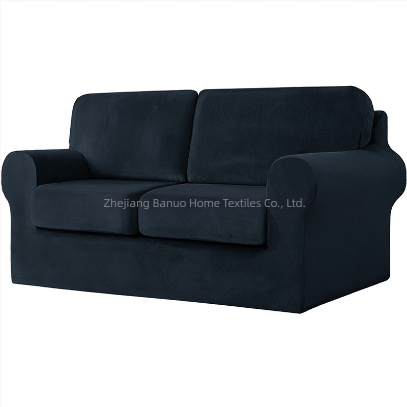 Husa de canapea pentru trei locuri, uni, poliester, fără fermoar, set cu acoperire completă