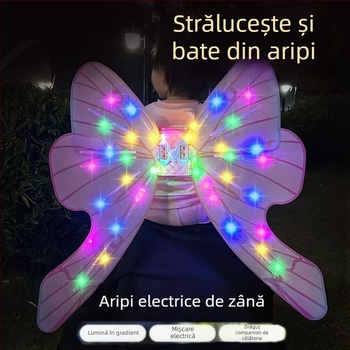 Aripi electrice luminoase cu muzică, pentru copii 4-6 ani, unisex