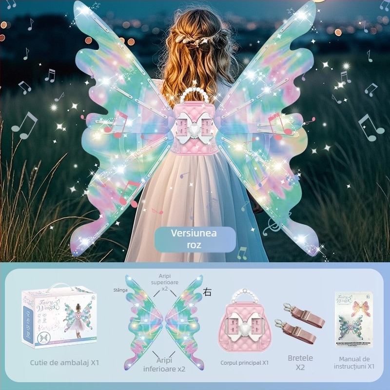 Aripi electrice luminoase cu muzică, pentru copii 4-6 ani, unisex