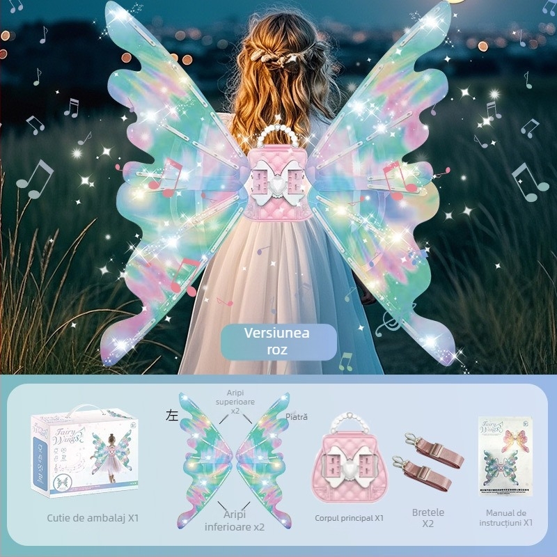 Aripi electrice luminoase cu muzică, pentru copii 4-6 ani, unisex