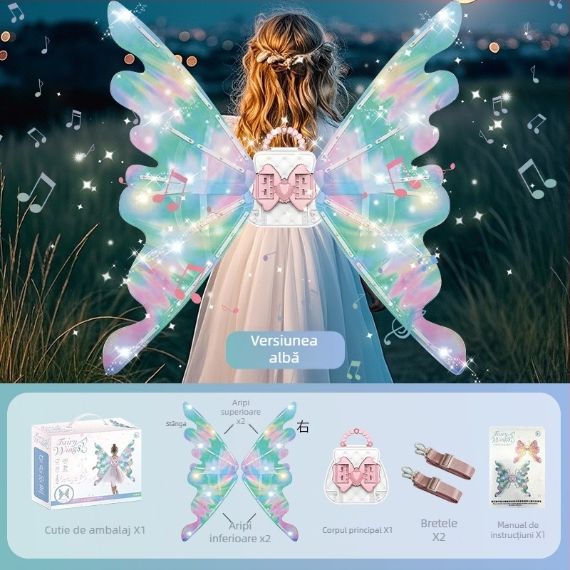 Aripi electrice luminoase cu muzică, pentru copii 4-6 ani, unisex