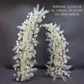 Arc floral din fier pentru nuntă, în formă de corn, pentru nunți în aer liber