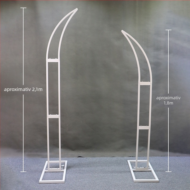 Arc floral din fier pentru nuntă, în formă de corn, pentru nunți în aer liber