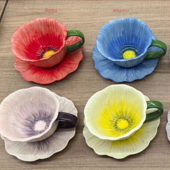 Set porțelan cu boluri și farfurii cu model floral, compatibil cu microunde, personalizabil