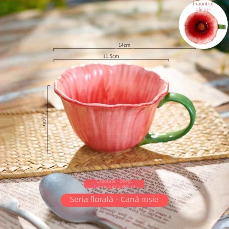 Set porțelan cu boluri și farfurii cu model floral, compatibil cu microunde, personalizabil