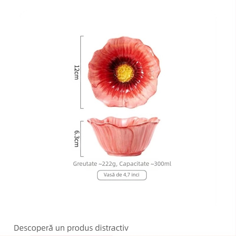 Set porțelan cu boluri și farfurii cu model floral, compatibil cu microunde, personalizabil