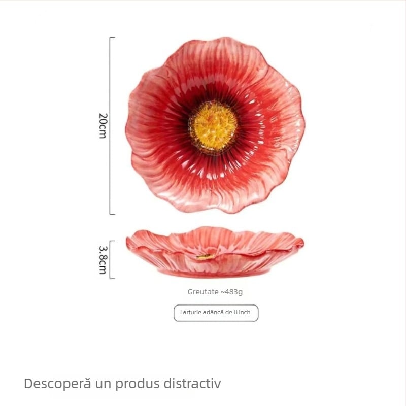 Set porțelan cu boluri și farfurii cu model floral, compatibil cu microunde, personalizabil