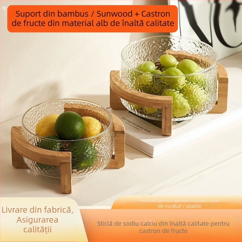 Coș pentru fructe din sticlă, brand Sparkling, stil simplu, lansat în 2024, calitate premium