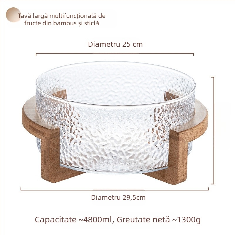 Coș pentru fructe din sticlă, brand Sparkling, stil simplu, lansat în 2024, calitate premium