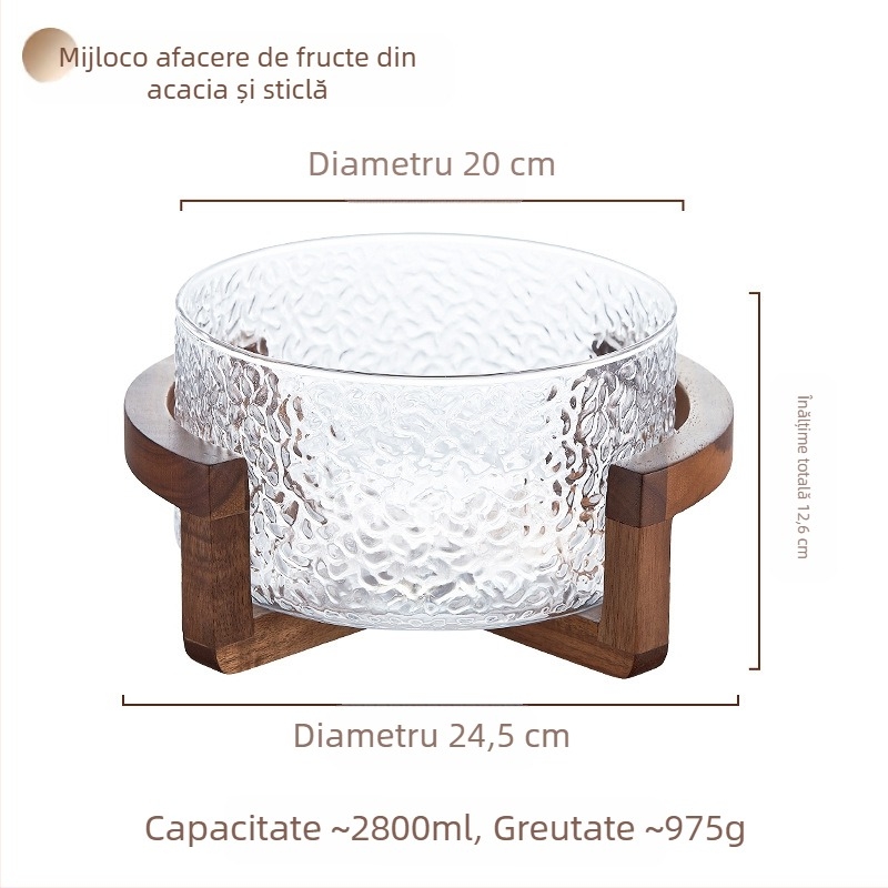 Coș pentru fructe din sticlă, brand Sparkling, stil simplu, lansat în 2024, calitate premium