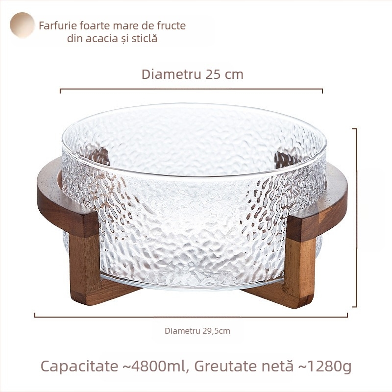 Coș pentru fructe din sticlă, brand Sparkling, stil simplu, lansat în 2024, calitate premium