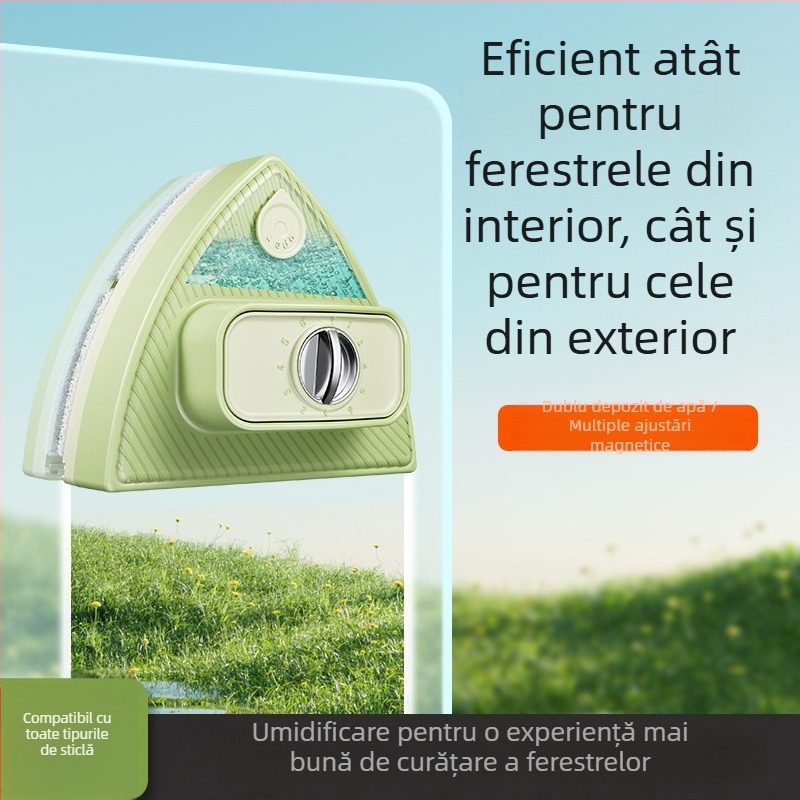 Curățător magnetic pentru geamuri, cu două fețe, rezervor de apă, corp din plastic, pentru uz casnic