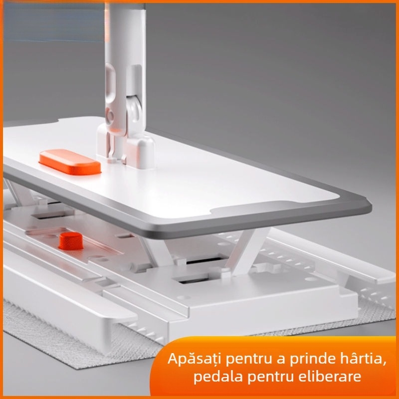 Mop cu hârtie electrostatică pentru praf — de unică folosință, uz casnic, fără spălare, cu tijă din oțel inoxidabil, acționare cu un singur ax, stoarcere pe patru părți