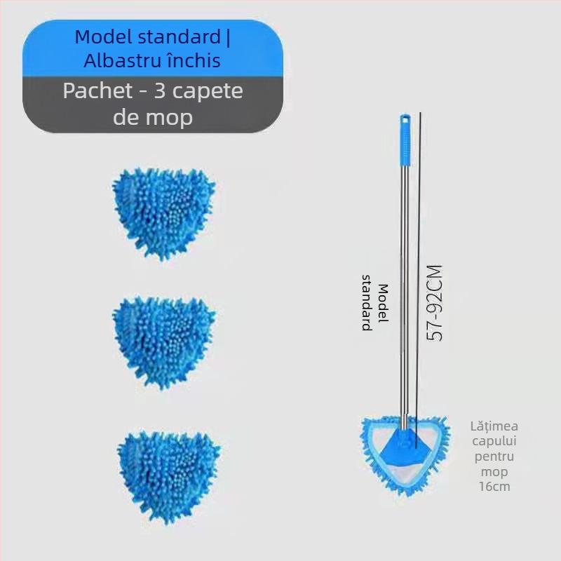 Mop triunghiular din chenille — curățare pe mai multe suprafețe: pereți, podele, plăci și plafoane