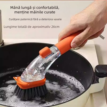 Perie de bucătărie pentru oale — rezistentă la stropi, multifuncțională, cu curățător încorporat (Material: Plastic; Lansare: 2024; Fără logo)