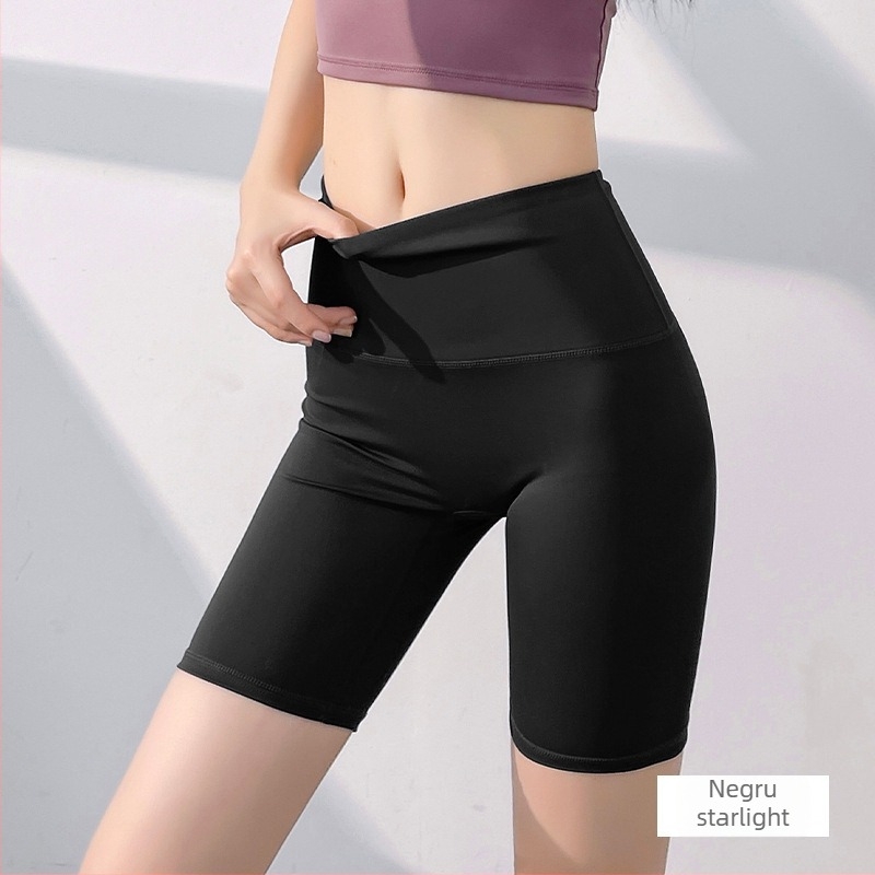 Șorturi de yoga cu talie înaltă, fără cusături, uscare rapidă, material poliester/spandex 82,5%/17,5%, lungime scurtă, pentru femei