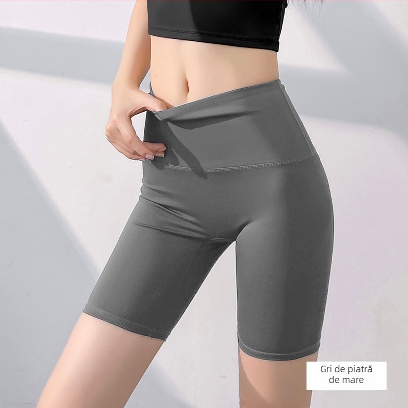 Șorturi de yoga cu talie înaltă, fără cusături, uscare rapidă, material poliester/spandex 82,5%/17,5%, lungime scurtă, pentru femei