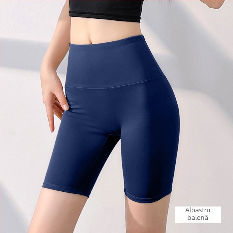 Șorturi de yoga cu talie înaltă, fără cusături, uscare rapidă, material poliester/spandex 82,5%/17,5%, lungime scurtă, pentru femei