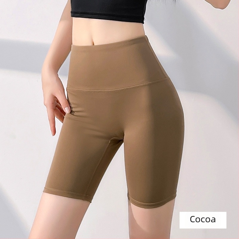 Șorturi de yoga cu talie înaltă, fără cusături, uscare rapidă, material poliester/spandex 82,5%/17,5%, lungime scurtă, pentru femei