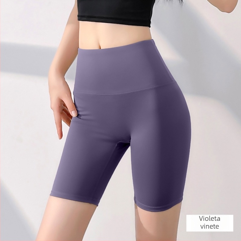 Șorturi de yoga cu talie înaltă, fără cusături, uscare rapidă, material poliester/spandex 82,5%/17,5%, lungime scurtă, pentru femei