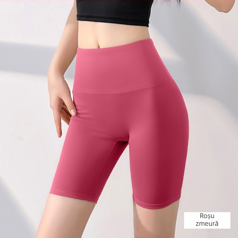 Șorturi de yoga cu talie înaltă, fără cusături, uscare rapidă, material poliester/spandex 82,5%/17,5%, lungime scurtă, pentru femei