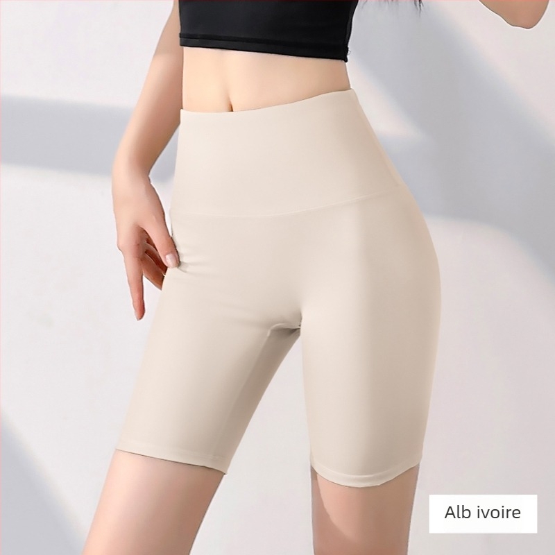 Șorturi de yoga cu talie înaltă, fără cusături, uscare rapidă, material poliester/spandex 82,5%/17,5%, lungime scurtă, pentru femei
