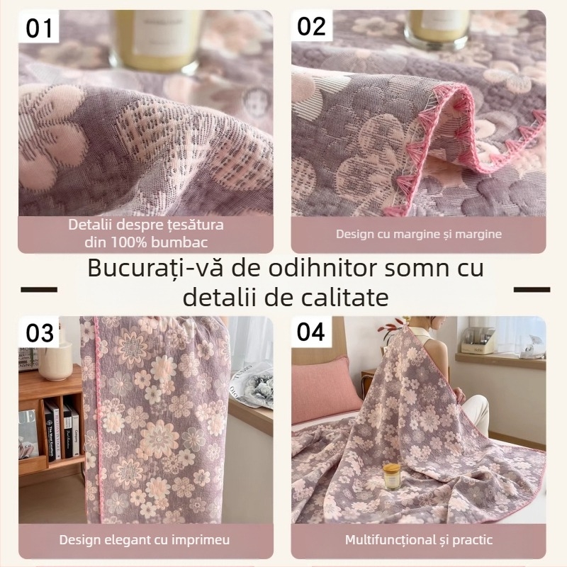 Cuvertură din tifon de bumbac, 3 straturi, 100% bumbac, 1.1–1.5 kg, vopsire reactivă