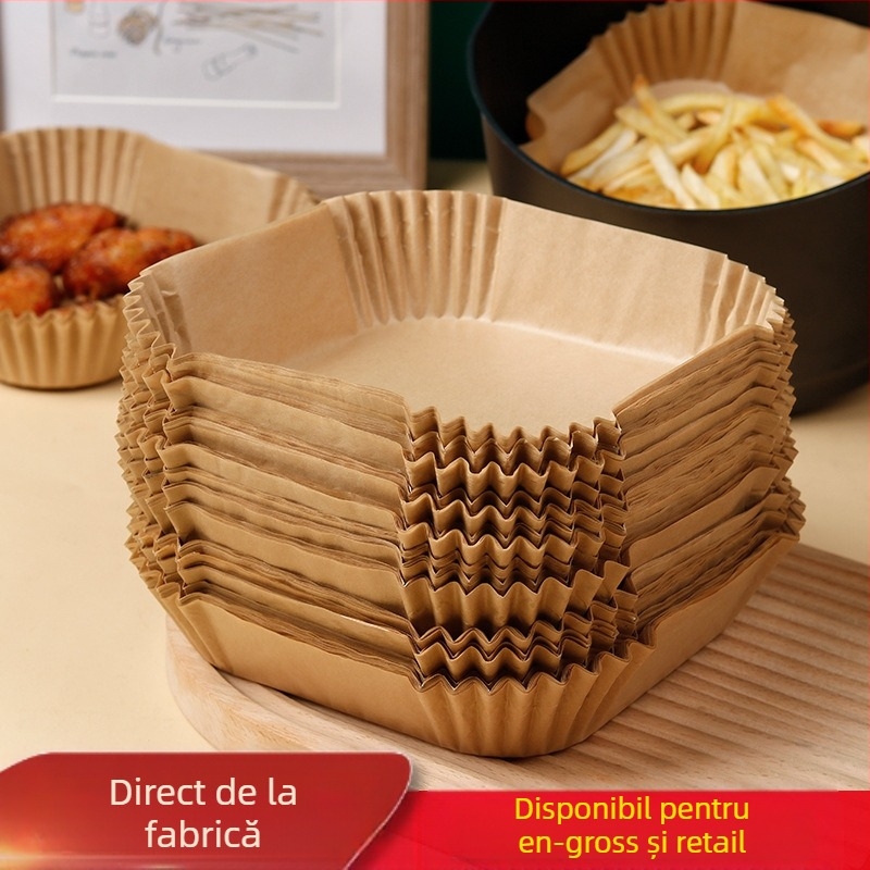 Hârtie de copt pătrată, cu acoperire din silicon, pentru friteuză cu aer, 38-40 g/m²