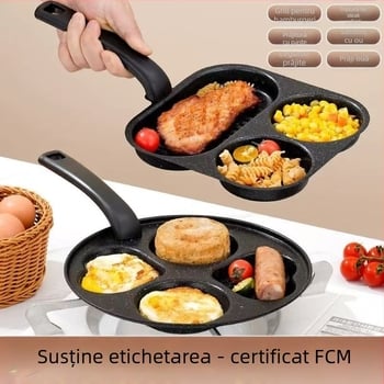 Tigaie pentru ouă antiaderentă, din fontă fină, design cu grilaj multiplu, adâncime 2 cm, greutate 350 g