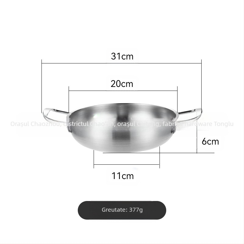 Oală de supă pentru tăiței în stil coreean, din oțel inoxidabil, uz casnic, neelectrică, compatibilă cu aragazul obișnuit
