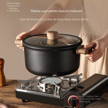 Oală de supă cu două mânere, antiaderentă, model 985, capacitate 2.1–3 L, material: floare de mătase