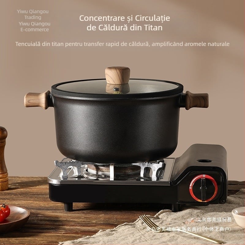 Oală de supă cu două mânere, antiaderentă, model 985, capacitate 2.1–3 L, material: floare de mătase